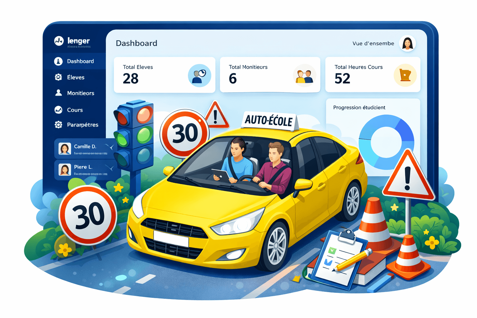 Interface Autovia — espace auto-école