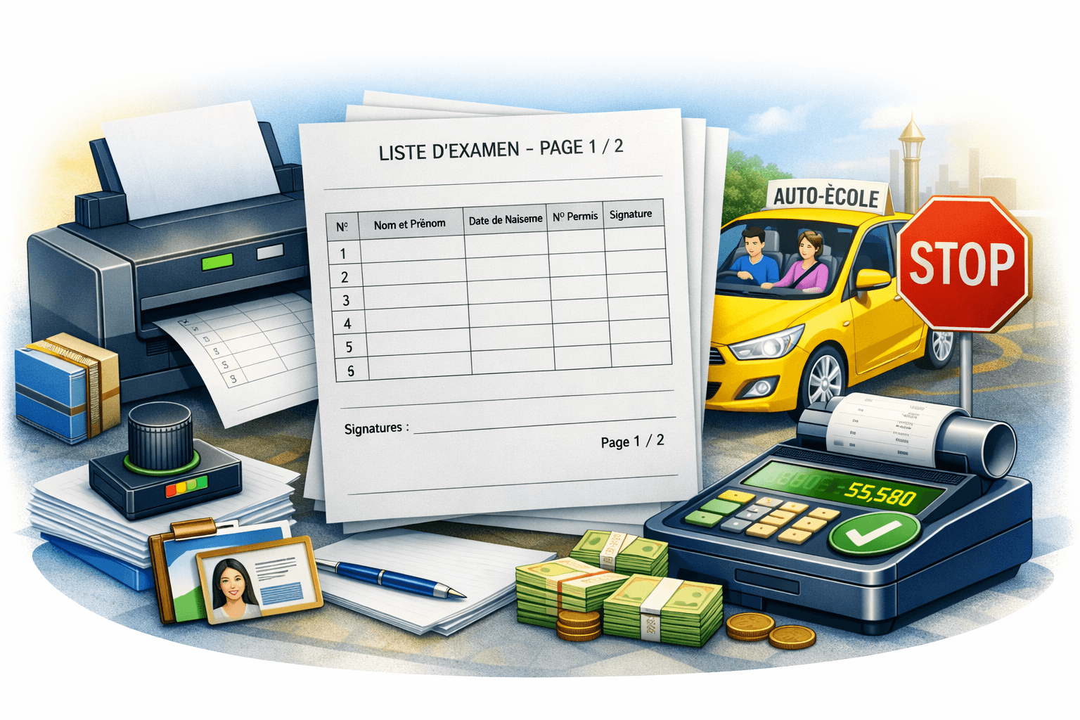 Listes d'examen et impression officielle